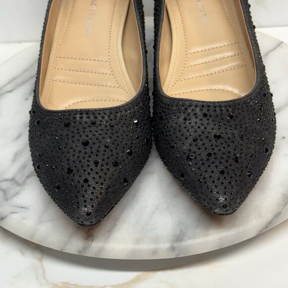 Adrienne Vittadini Fiona Pump Heels Woman 8 Black Beaded Block Heel Pointed Toe - Picture 3 of 14